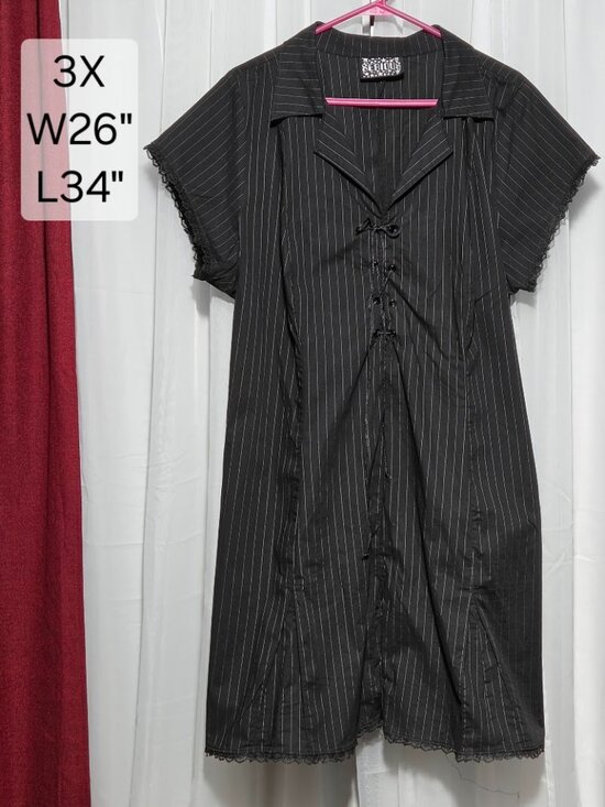 Serious Dresses & Skirts - Serious Clothing Pinstripe Lace-Up Gothic Dress Women's Size 3X Made in USA